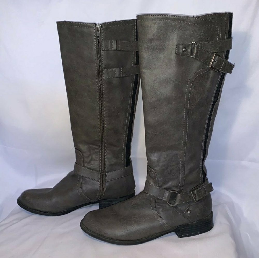 G by Guess knee boots dark grey low heel size 10